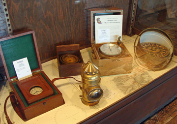 Close-up view of antique nautical instrument